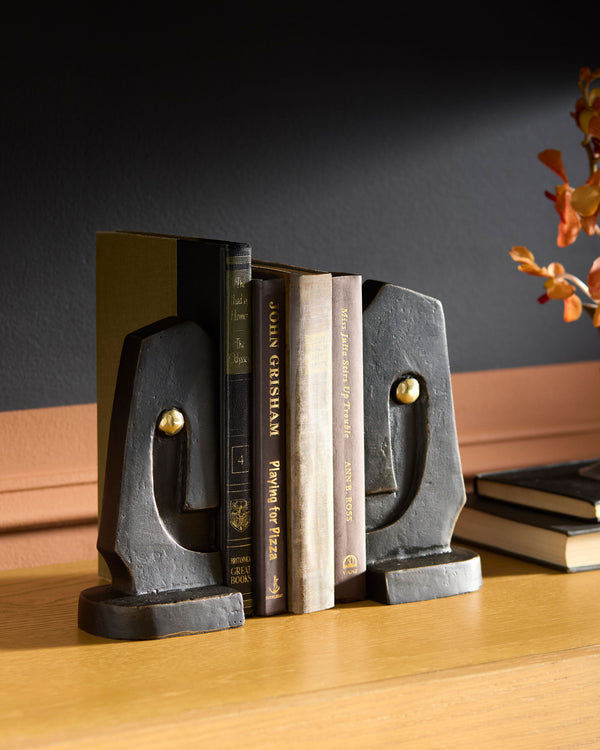 Celaeno Bookends OEL-001 in Bronze, styled in a room