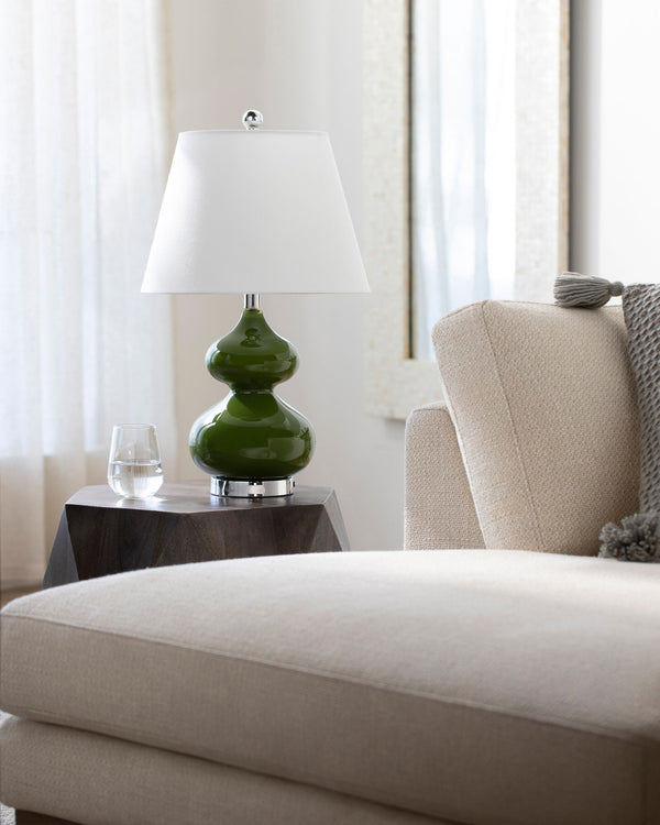 Olive Accent Table Lamp, styled in a room