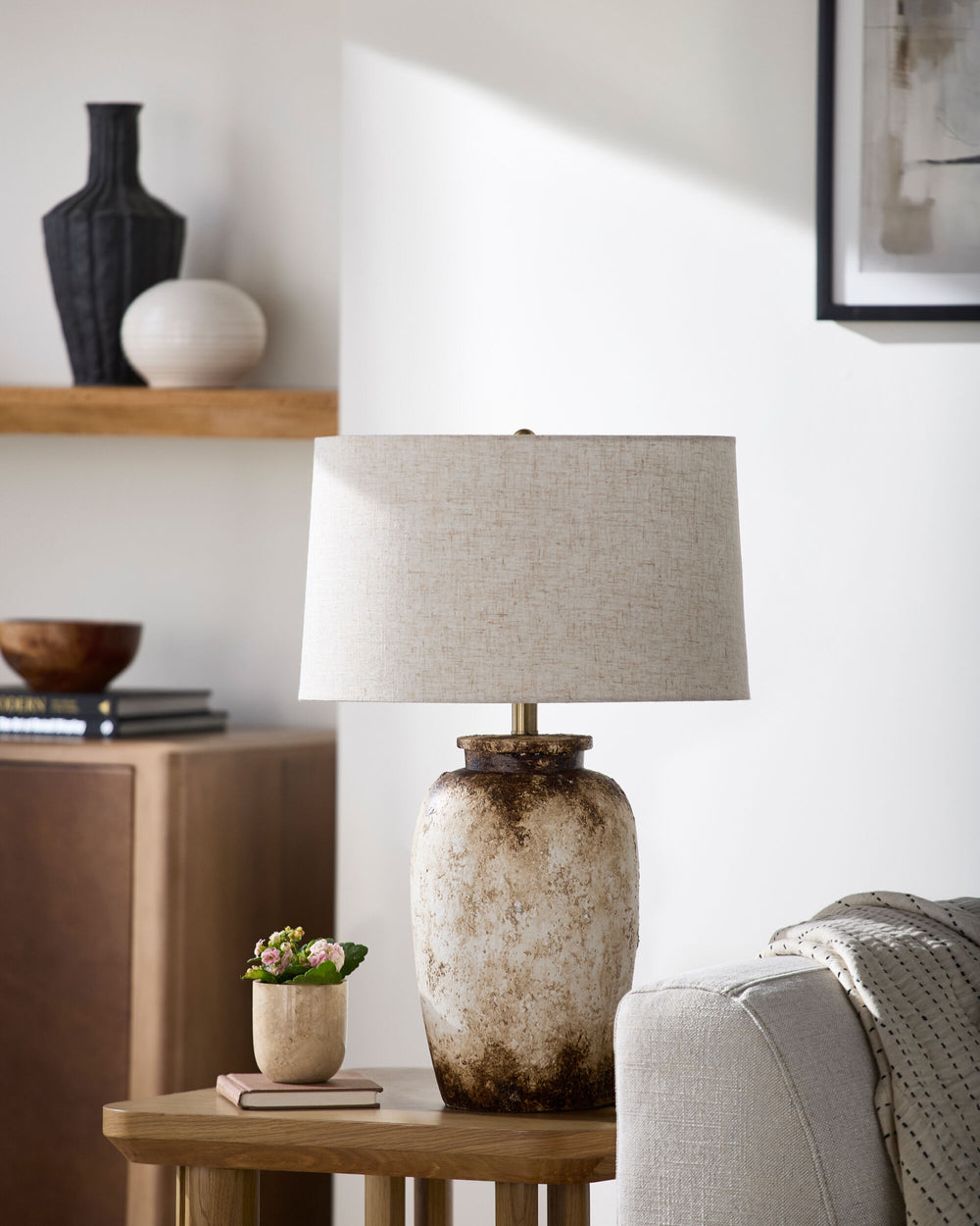 Ostuni Accent Table Lamp, styled in a room