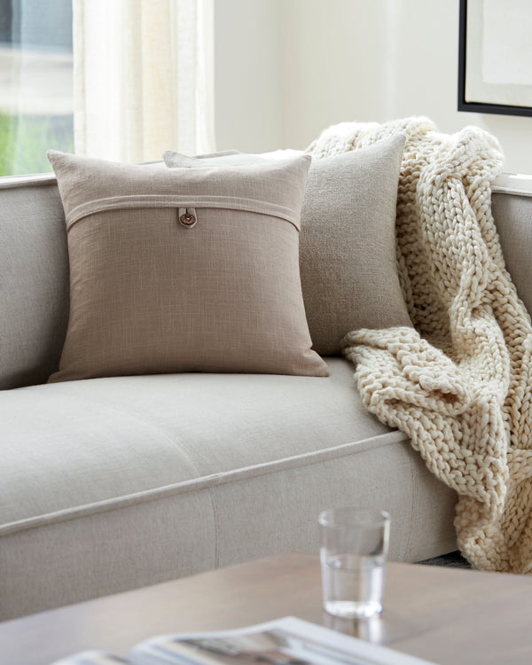 Penelope Accent Pillow PLP-005 in Light Grey, styled in a room