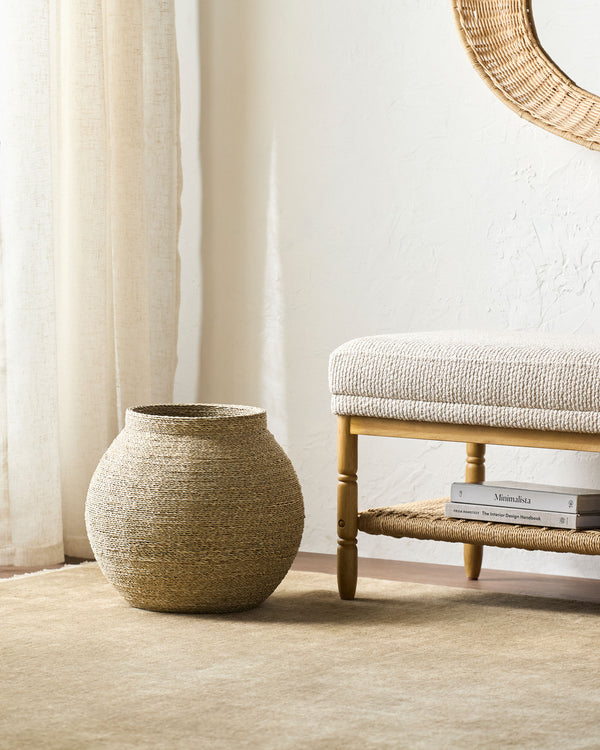 Raine Basket RAIN-001 in Cream, styled in a room