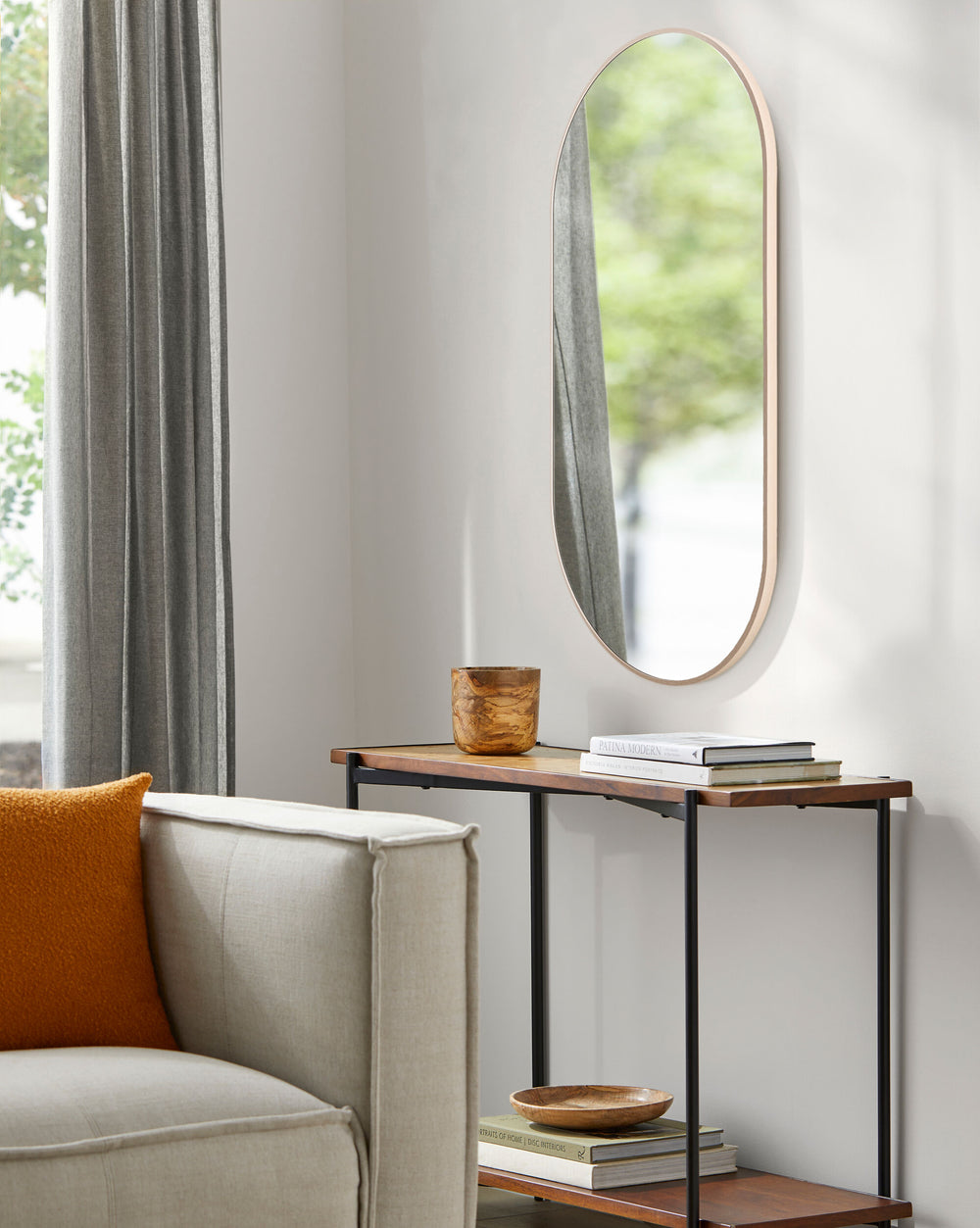 Aranya Accent Mirror RAY-056, styled in a room