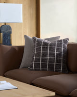 Rowley Accent Pillow ROW-004 in Charcoal, styled in a room