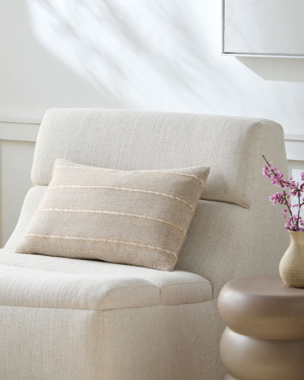 Ruth Accent Pillow RUH-001 in Beige, styled in a room