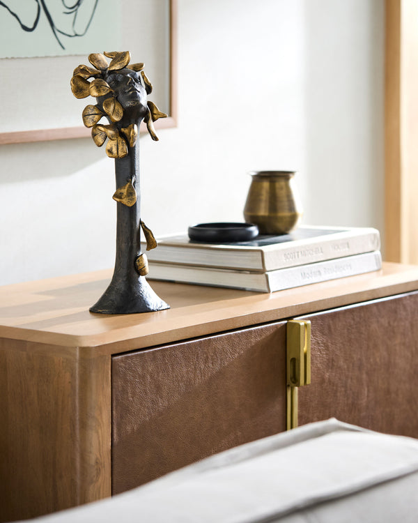Asintmah Decorative Sculpture TMH-001 in Bronze, styled in a room
