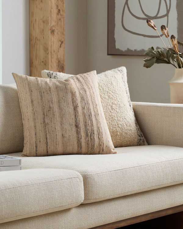 Taren Accent Pillow TREN-001 in Beige, styled in a room