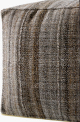 Mudcloth Pouf UDPF-001 in Dark Brown, side view