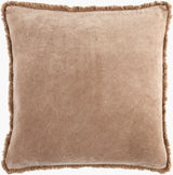 Washed Cotton Velvet Accent Pillow WCV-009 in Taupe, front view