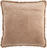 Washed Cotton Velvet Accent Pillow WCV-009 in Taupe, back view