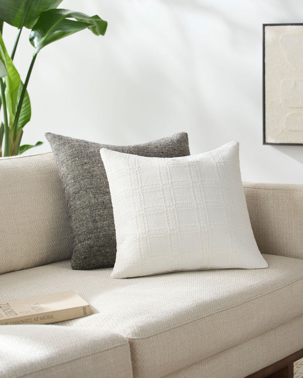 Whyalla Accent Pillow WHY-001 in Ivory, styled in a room