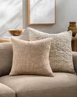 Washed Texture Accent Pillow WTE-003 in Beige, styled in a room