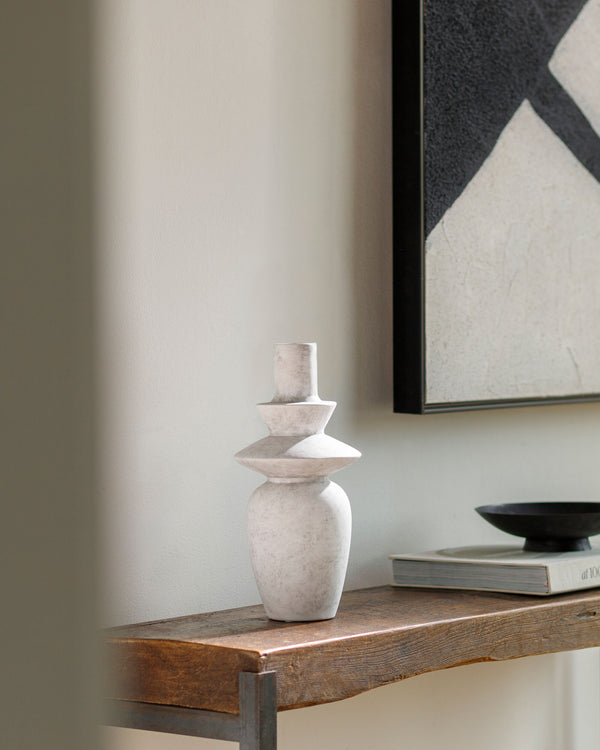 Yagya Vase YAG-003 in White, styled in a room