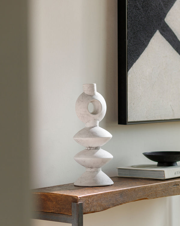 Yagya Vase YAG-005 in White, styled in a room