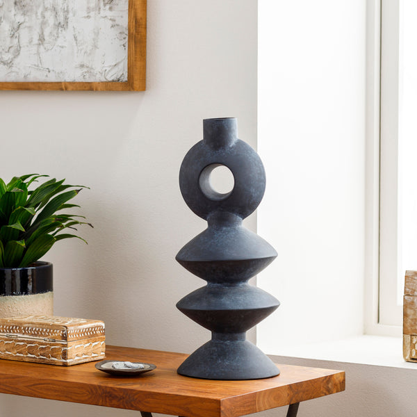 Yagya Vase YAG-006 in Black, styled in a room
