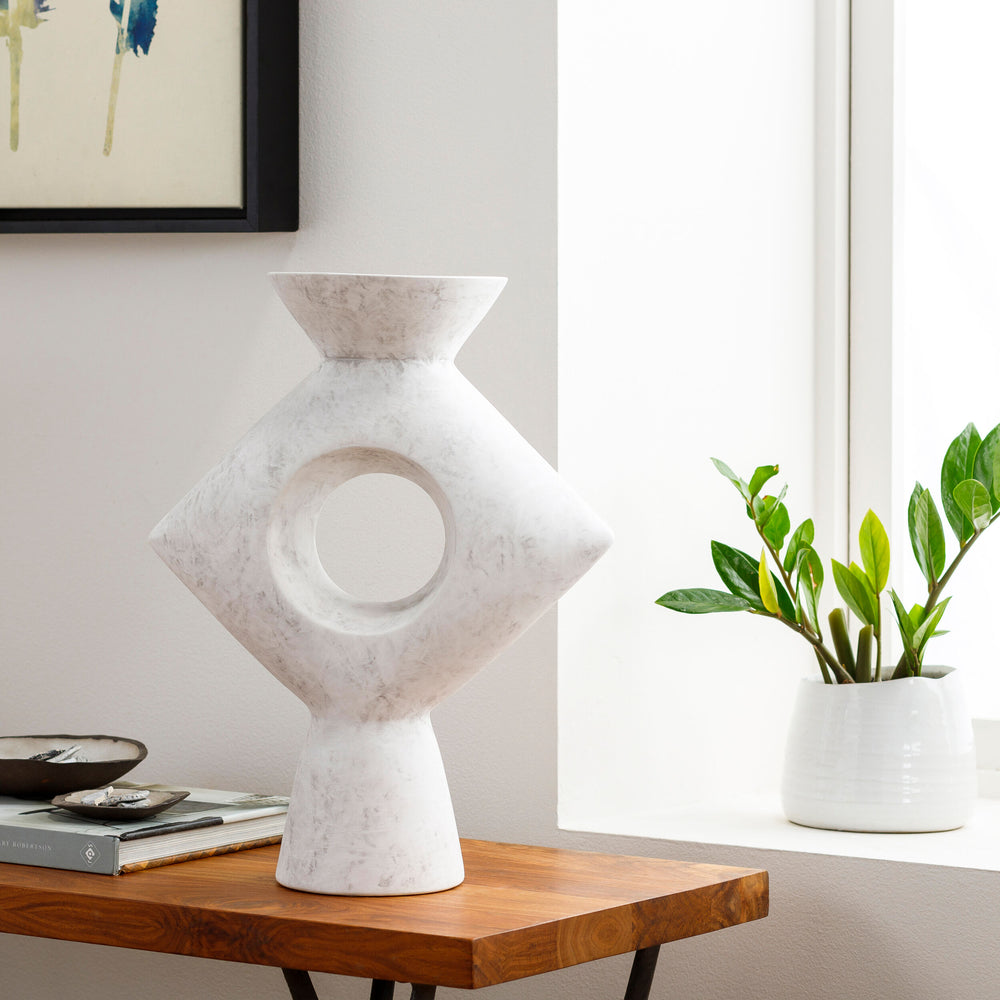 Yagya Vase YAG-007 in White, styled in a room
