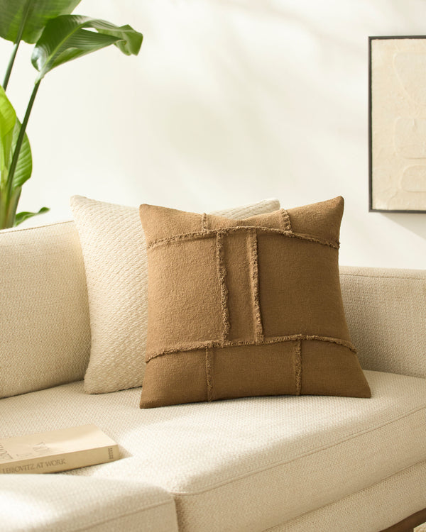 Yulara Accent Pillow YLR-002 in Tawny, styled in a room