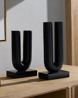 Layana Decorative Sculpture YNL-001 in Black, styled in a room
