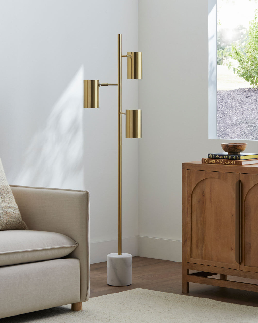 Zion Accent Floor Lamp, styled in a room